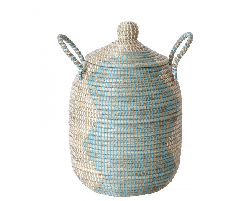 Cylinder seagrass laundry basket